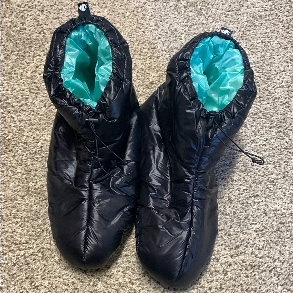 Black and Teal Quilted Booties